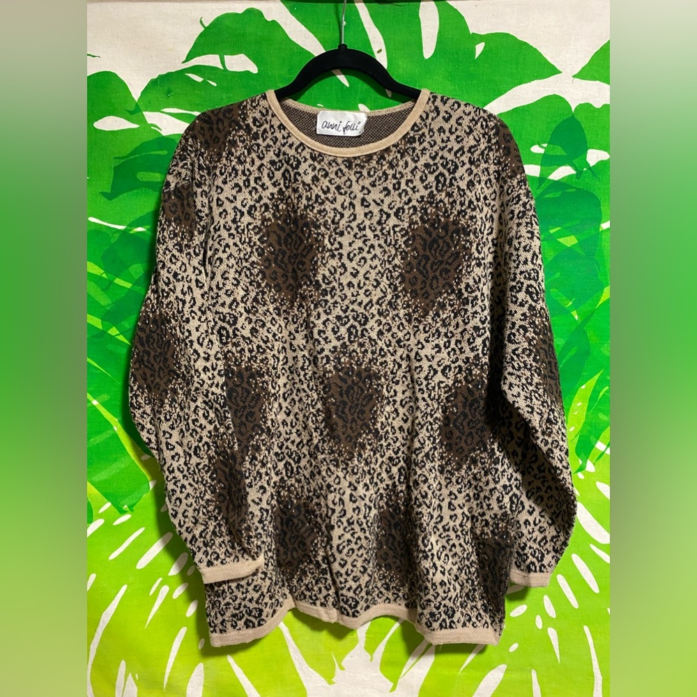 ANNI FOUI / ANNI FOLLI vintage leopard knit cashmere sweater